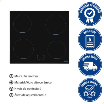 Cooktop por Indução Tramontina Square Basic 4 Bocas 4EI 60 220V 94751022