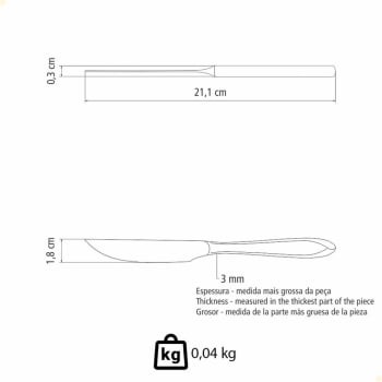 12 Facas para Churrasco Tramontina Laguna em Aço Inox 63906180