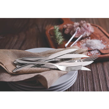 Garfo de Mesa e Faca para Churrasco Tramontina Laguna em Aço Inox 24 Peças