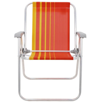 Kit 02 Cadeiras de Praia Tramontina Samoa Alta em Alumínio com Assento Laranja e Amarelo 92900001