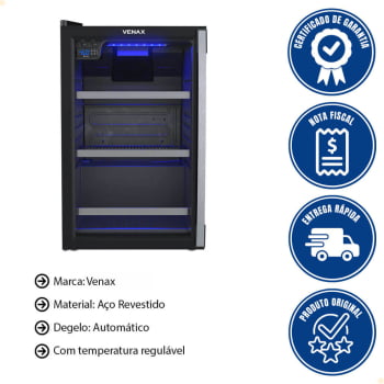 Conjunto Venax Cervejeira Blue Light E Adega Piubella preto fosco Porta Invertida 220V