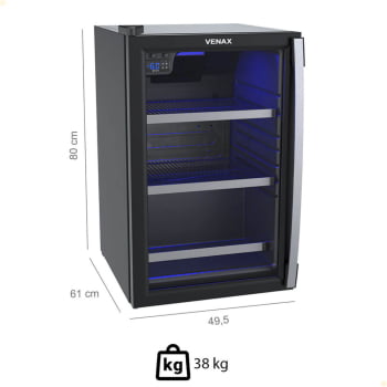Conjunto Venax Cervejeira Blue Light E Adega Piubella preto fosco Porta Invertida 220V