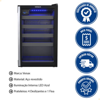 Conjunto Venax Cervejeira Blue Light E Adega Piubella preto fosco Porta Invertida 220V