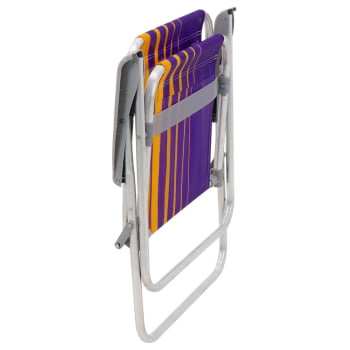 Kit 2 Cadeiras de Praia Tramontina Samoa Alta em Alumínio com Assento Roxo e Amarelo 92900003