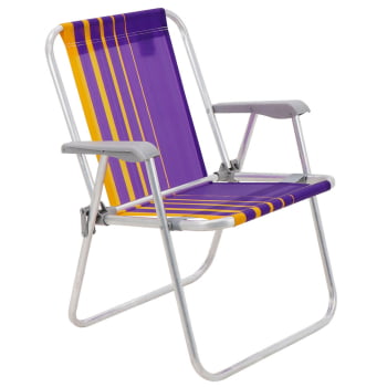 Kit 4 Cadeiras de Praia Tramontina Samoa Alta em Alumínio com Assento Roxo e Amarelo 92900003