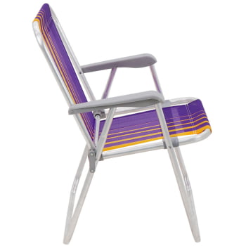 Kit 4 Cadeiras de Praia Tramontina Samoa Alta em Alumínio com Assento Roxo e Amarelo 92900003