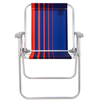Kit 2 Cadeiras de Praia Tramontina Samoa Alta em Alumínio Assento Azul Escuro e Laranja 92900000