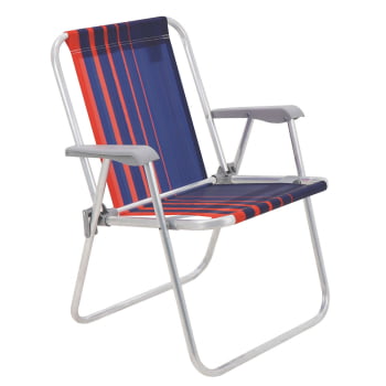 Kit 2 Cadeiras de Praia Tramontina Samoa Alta em Alumínio Assento Azul Escuro e Laranja 92900000