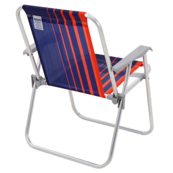 Kit 2 Cadeiras de Praia Tramontina Samoa Alta em Alumínio Assento Azul Escuro e Laranja 92900000