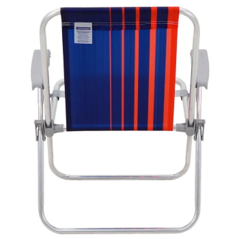 Kit 2 Cadeiras de Praia Tramontina Samoa Alta em Alumínio Assento Azul Escuro e Laranja 92900000