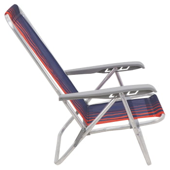 Kit 4 Cadeiras de Praia Reclinável Tramontina Bali Baixa Alumínio Assento Azul e Laranja 92900100