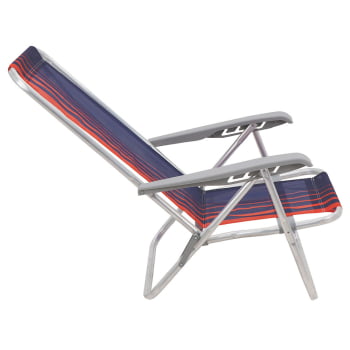 Kit 4 Cadeiras de Praia Reclinável Tramontina Bali Baixa Alumínio Assento Azul e Laranja 92900100