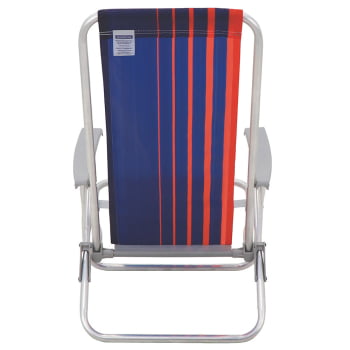 Kit 4 Cadeiras de Praia Reclinável Tramontina Bali Baixa Alumínio Assento Azul e Laranja 92900100
