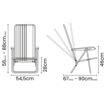 Kit 2 Cadeiras de Praia Reclin.Tramontina Bali Baixa Alumínio Assento Laranja e Amarelo 92900101