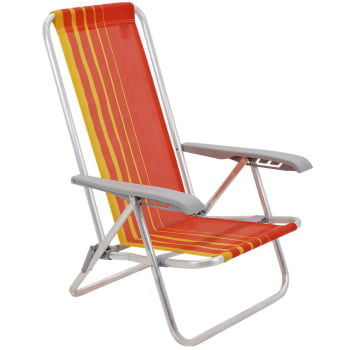 Kit 2 Cadeiras de Praia Reclin.Tramontina Bali Baixa Alumínio Assento Laranja e Amarelo 92900101
