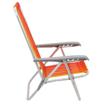 Kit 2 Cadeiras de Praia Reclin.Tramontina Bali Baixa Alumínio Assento Laranja e Amarelo 92900101