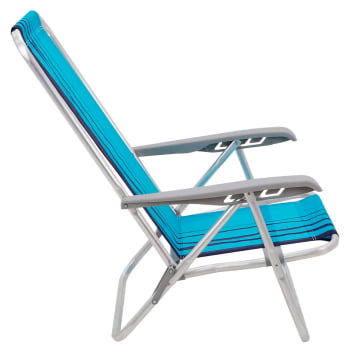 Kit 2 Cadeiras de Praia Reclinável Tramontina Bali Baixa em Alumínio Assento Azul 92900102