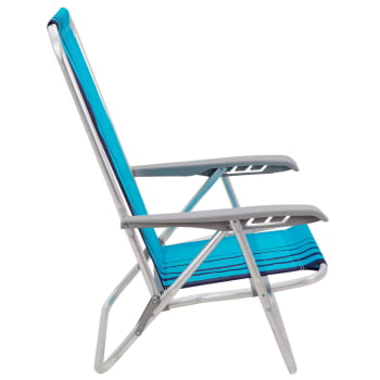 Kit 4 Cadeiras de Praia Reclinável Tramontina Bali Baixa em Alumínio Assento Azul 92900102