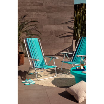 Kit 4 Cadeiras de Praia Reclinável Tramontina Bali Baixa em Alumínio Assento Azul 92900102
