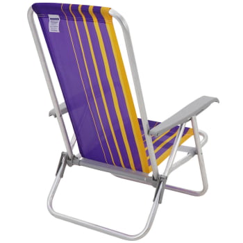 Kit 2 Cadeiras de Praia Reclin.Tramontina Bali Baixa em Alumínio Assento Roxo e Amarelo 92900103