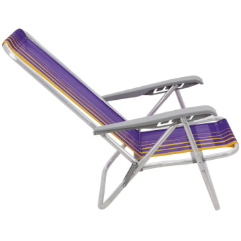 Kit 2 Cadeiras de Praia Reclin.Tramontina Bali Baixa em Alumínio Assento Roxo e Amarelo 92900103