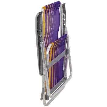 Kit 2 Cadeiras de Praia Reclin.Tramontina Bali Baixa em Alumínio Assento Roxo e Amarelo 92900103