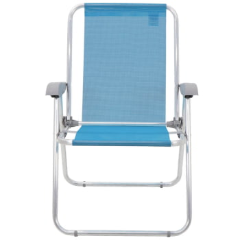 Kit 2 Cadeiras de Praia Tramontina Creta Master em Alumínio com Assento Azul Cristal 92900201