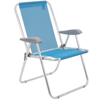 Kit 2 Cadeiras de Praia Tramontina Creta Master em Alumínio com Assento Azul Cristal 92900201