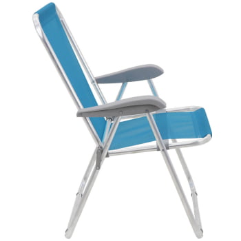 Kit 2 Cadeiras de Praia Tramontina Creta Master em Alumínio com Assento Azul Cristal 92900201