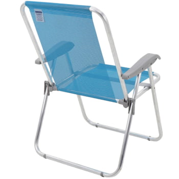 Kit 2 Cadeiras de Praia Tramontina Creta Master em Alumínio com Assento Azul Cristal 92900201