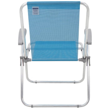 Kit 2 Cadeiras de Praia Tramontina Creta Master em Alumínio com Assento Azul Cristal 92900201