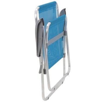 Kit 2 Cadeiras de Praia Tramontina Creta Master em Alumínio com Assento Azul Cristal 92900201