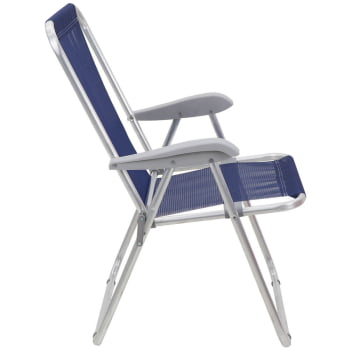 Kit 2 Cadeiras de Praia Tramontina Creta Master em Alumínio com Assento Azul Escuro 92900202