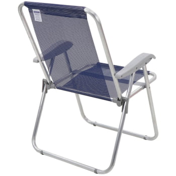 Kit 2 Cadeiras de Praia Tramontina Creta Master em Alumínio com Assento Azul Escuro 92900202