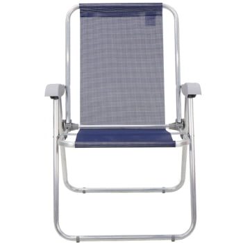 Kit 4 Cadeiras de Praia Tramontina Creta Master em Alumínio com Assento Azul Escuro 92900202