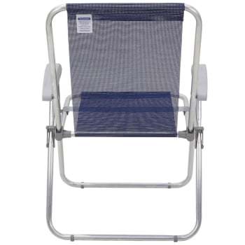 Kit 4 Cadeiras de Praia Tramontina Creta Master em Alumínio com Assento Azul Escuro 92900202