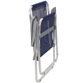 Kit 4 Cadeiras de Praia Tramontina Creta Master em Alumínio com Assento Azul Escuro 92900202