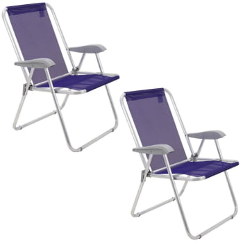 Kit 2 Cadeiras de Praia Tramontina Creta Master em Alumínio com Assento Roxo 92900203 Kit 2 Cadeiras de Praia Tramontina Creta Master em Alumínio com Assento Roxo 92900203