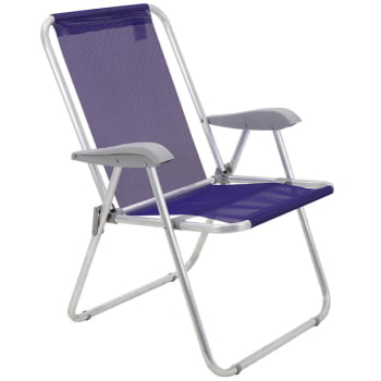 Kit 2 Cadeiras de Praia Tramontina Creta Master em Alumínio com Assento Roxo 92900203