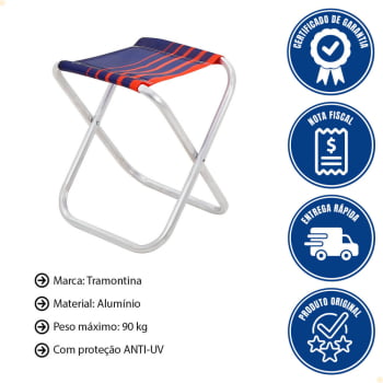 Kit 4 Banquetas de Praia Tramontina Fiji em Alumínio com Assento Azul Escuro e Laranja 92900300