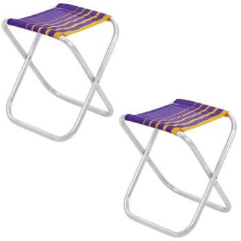 Kit 2 Banquetas de Praia Tramontina Fiji em Alumínio com Assento Roxo e Amarelo 92900303 Kit 2 Banquetas de Praia Tramontina Fiji em Alumínio com Assento Roxo e Amarelo 92900303