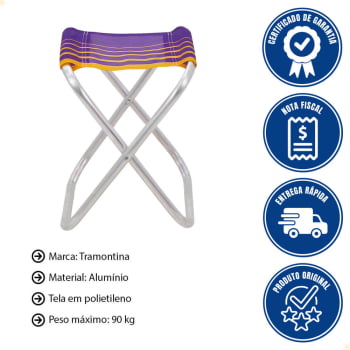 Kit 2 Banquetas de Praia Tramontina Fiji em Alumínio com Assento Roxo e Amarelo 92900303