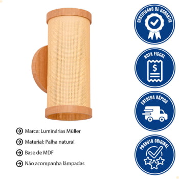 Arandela Muller Straw Duo Palha Natural G9 Led 2512NA