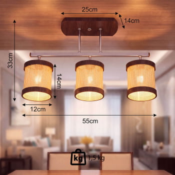 Luminária Muller Trilho Straw Imbuia G9 Led 3 Lâmpadas 2563IB