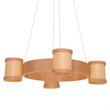 Lustre Muller Straw Roda Natural G9 Led 4 Lâmpadas 2574NA