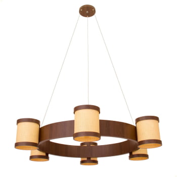 Lustre Muller Straw Roda Imbuia G9 Led 6 Lâmpadas 2576IB