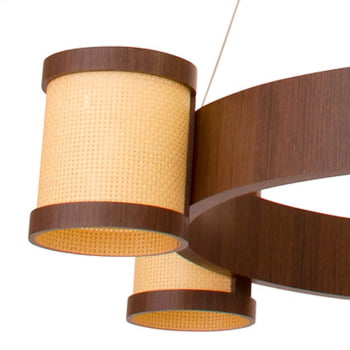 Lustre Muller Straw Roda Imbuia G9 Led 6 Lâmpadas 2576IB
