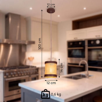 Pendente Muller Straw Mini Imbuia G9 Led 1 Lâmpada 2501IB