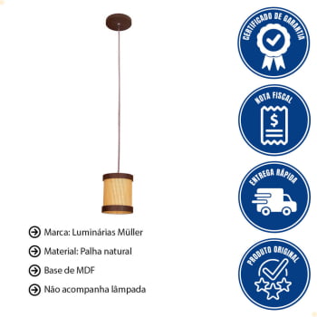 Pendente Muller Straw Mini Imbuia G9 Led 1 Lâmpada 2501IB