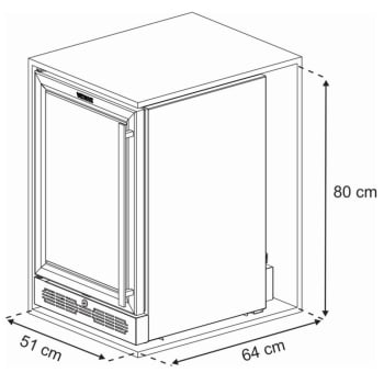 Cervejeira de Embutir Venax Top Light In 100L Preto Fosco Led Branco Porta Invertida de Vidro 127V